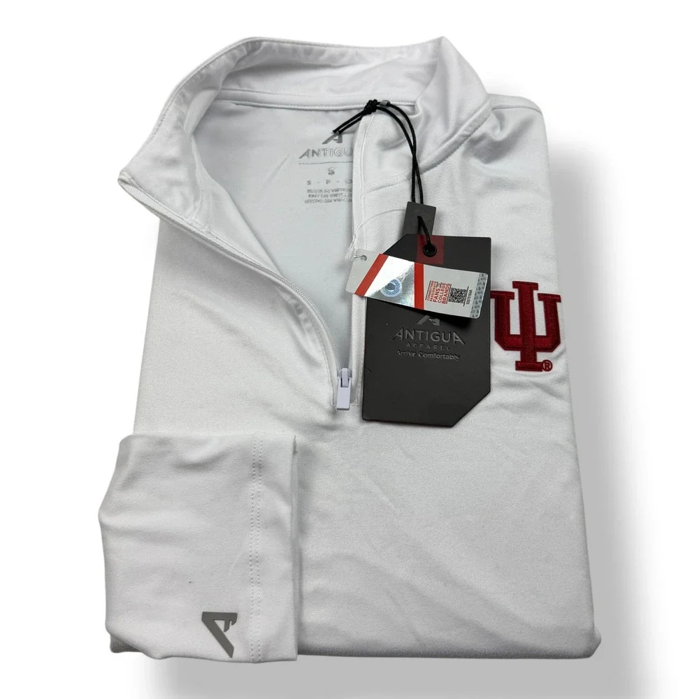 Antigua Indiana University Hoosiers Mens White Quarter Zip Mock Pullover‎ Small